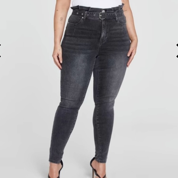 Fashion to Figure Denim - Fashion to Figure Ultra High Rise Paperbag Waist Belted Skinny Jeans size 18 new